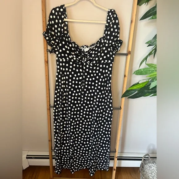 Topshop | Dresses | Nwt Topshop Black Scoop Neck Short Puff Sleeve Polka  Dot Dress Size 4 | Poshmark
